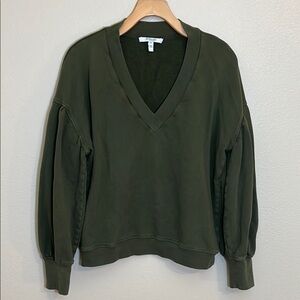 Derek Lam 10 Crosby Olive Green Cotton V-Neck Sweatshirt